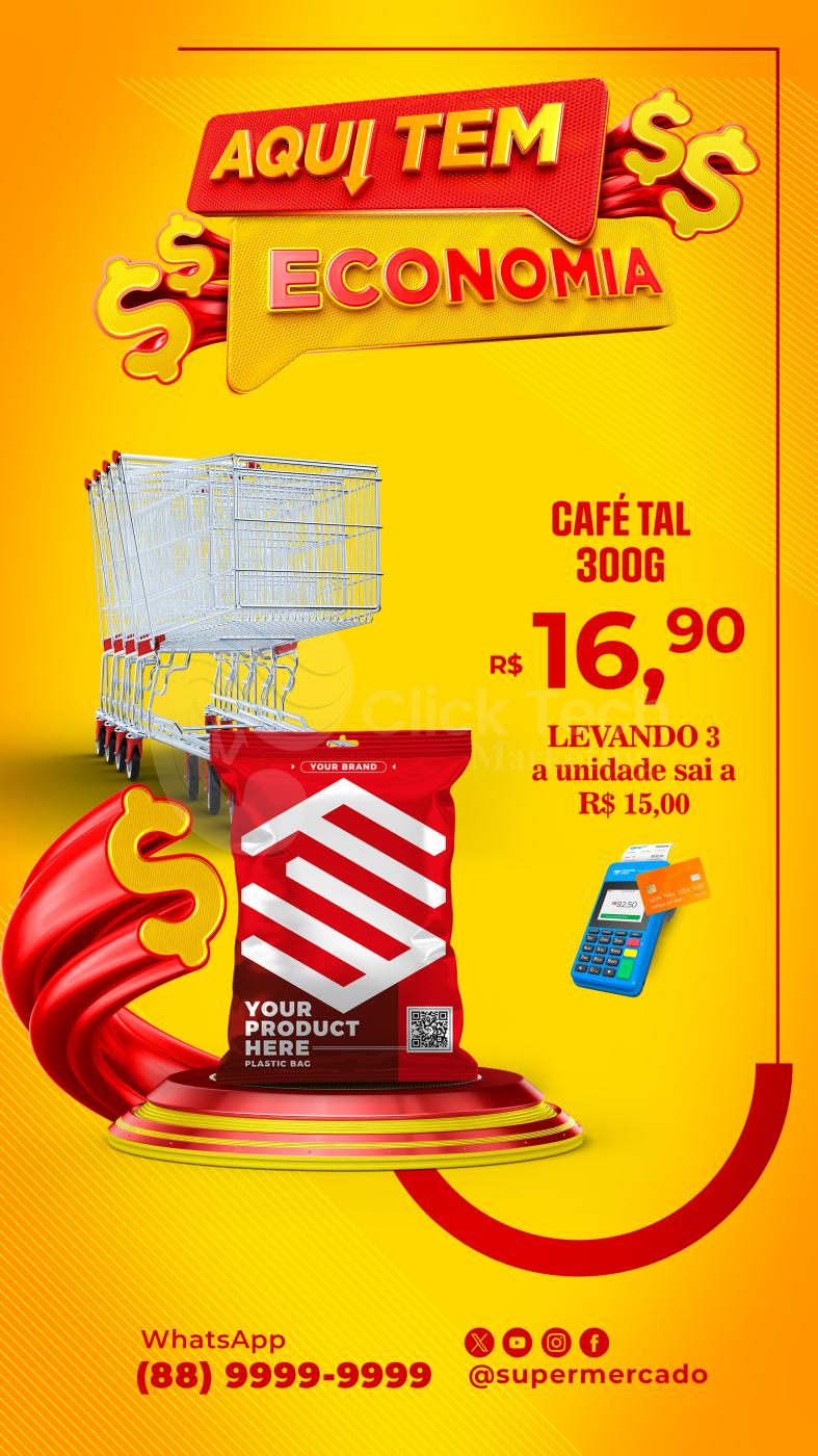 Supermercado aqui tem economia