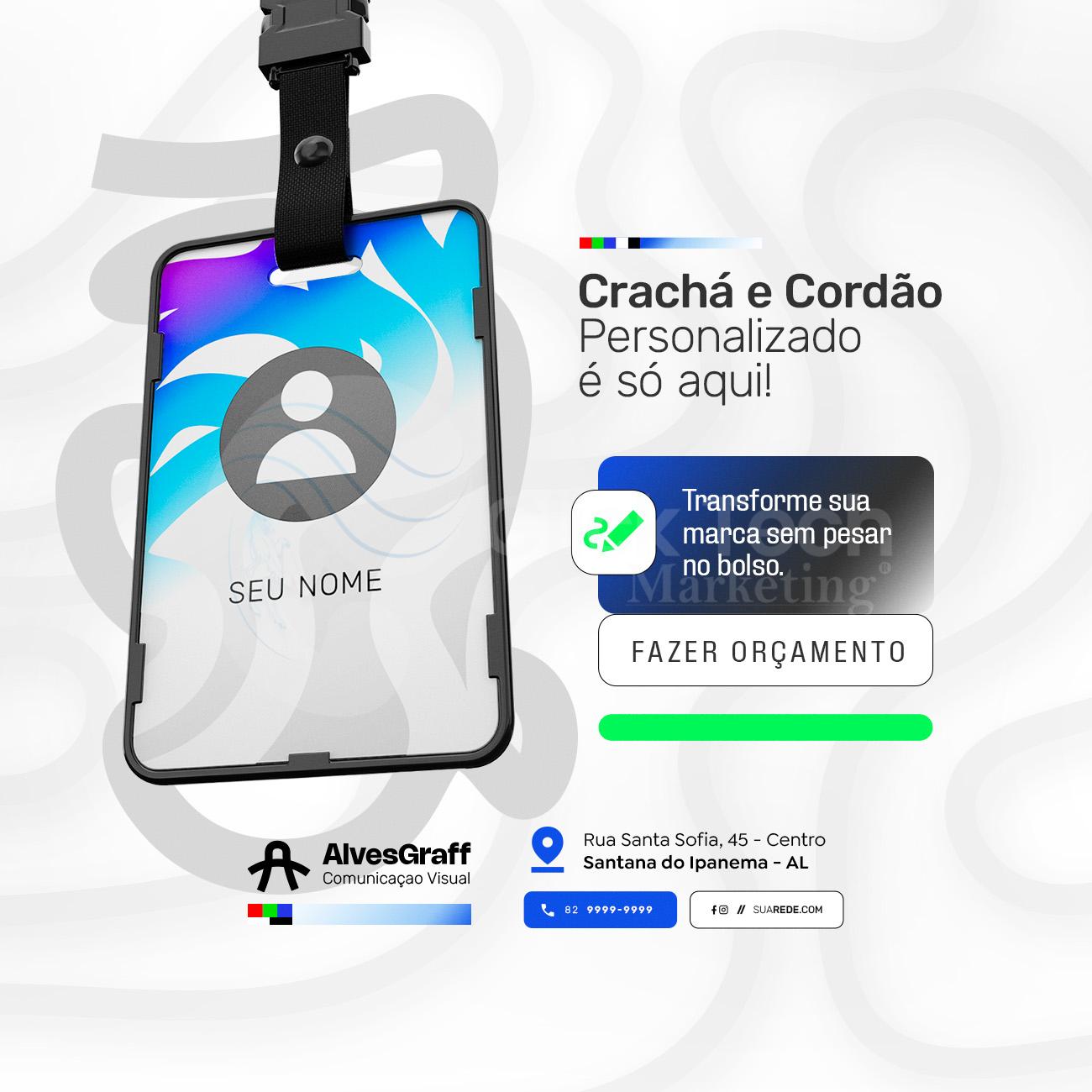 Crachá e cordão personalizado