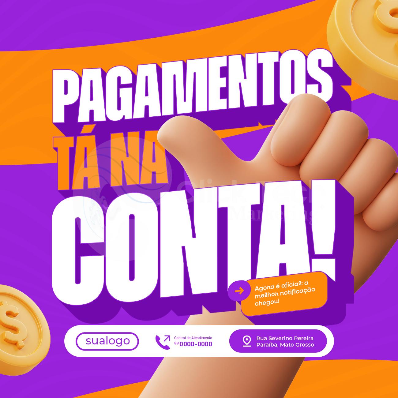 Pagamentos tá na conta