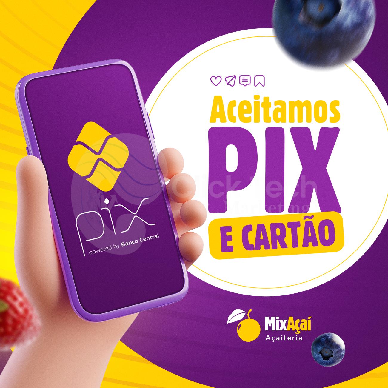 Aceitamos pix e cartão