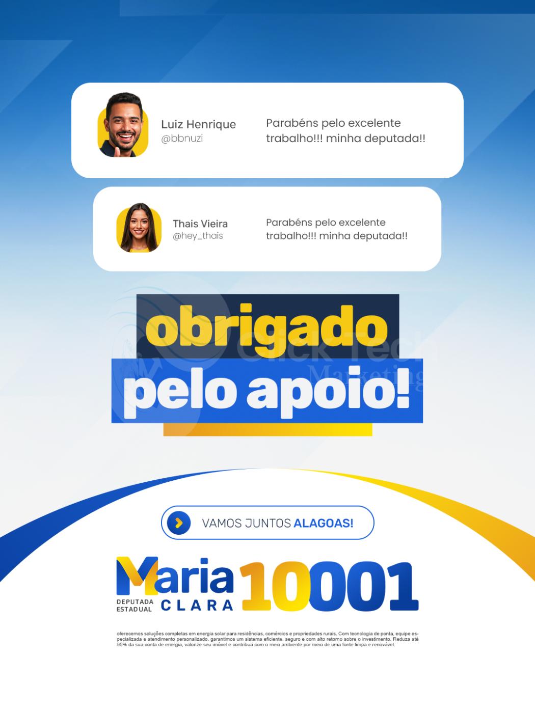 Obrigado pelo apoio