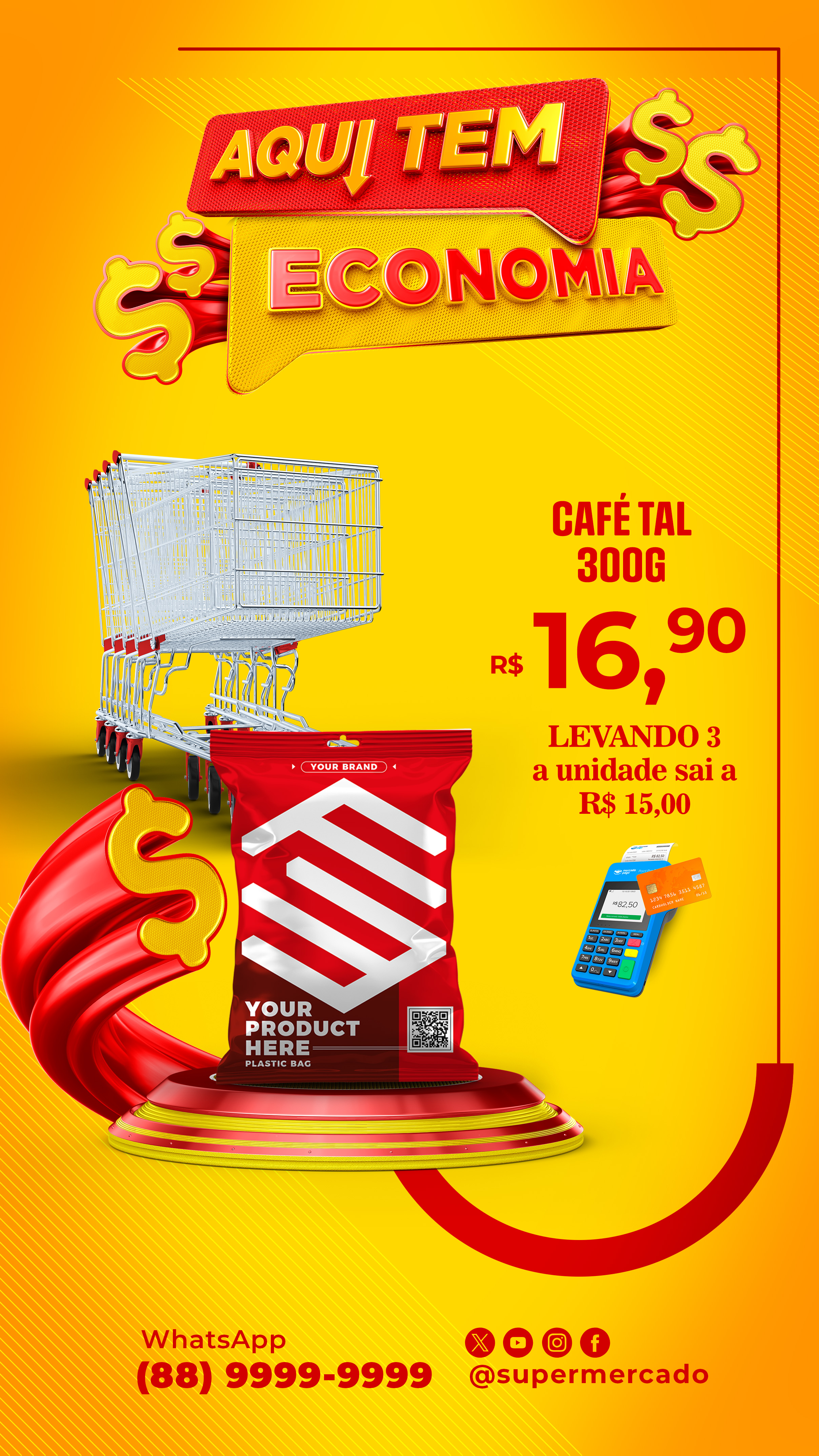 Supermercado aqui tem economia