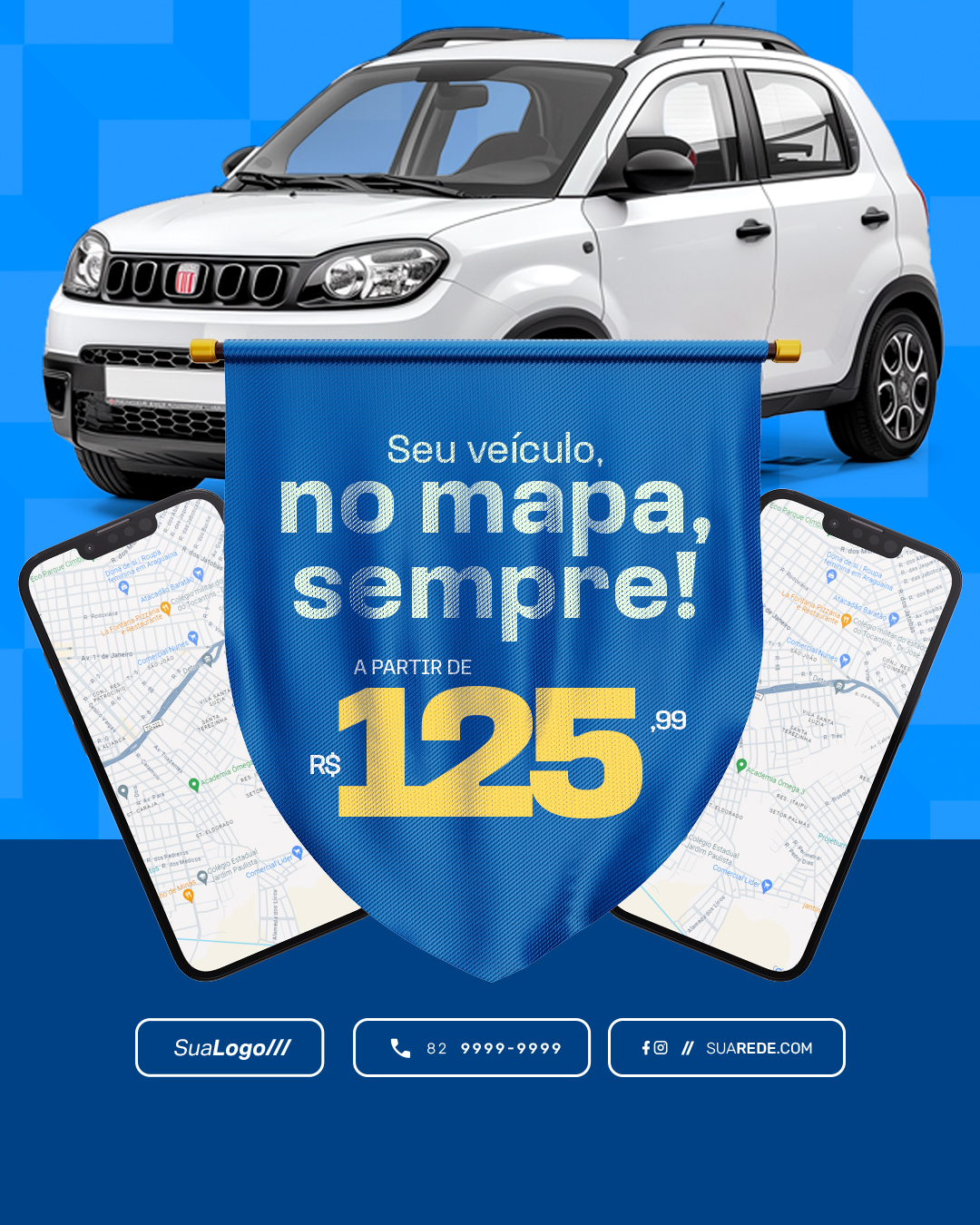 Seu veículo no mapa sempre