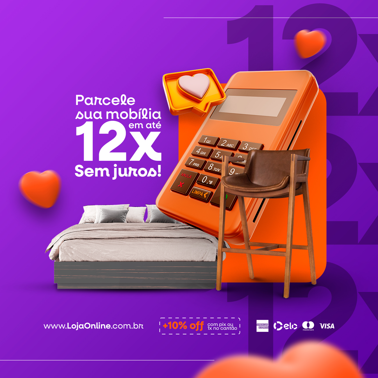 Parcele sua mobília em 12x
