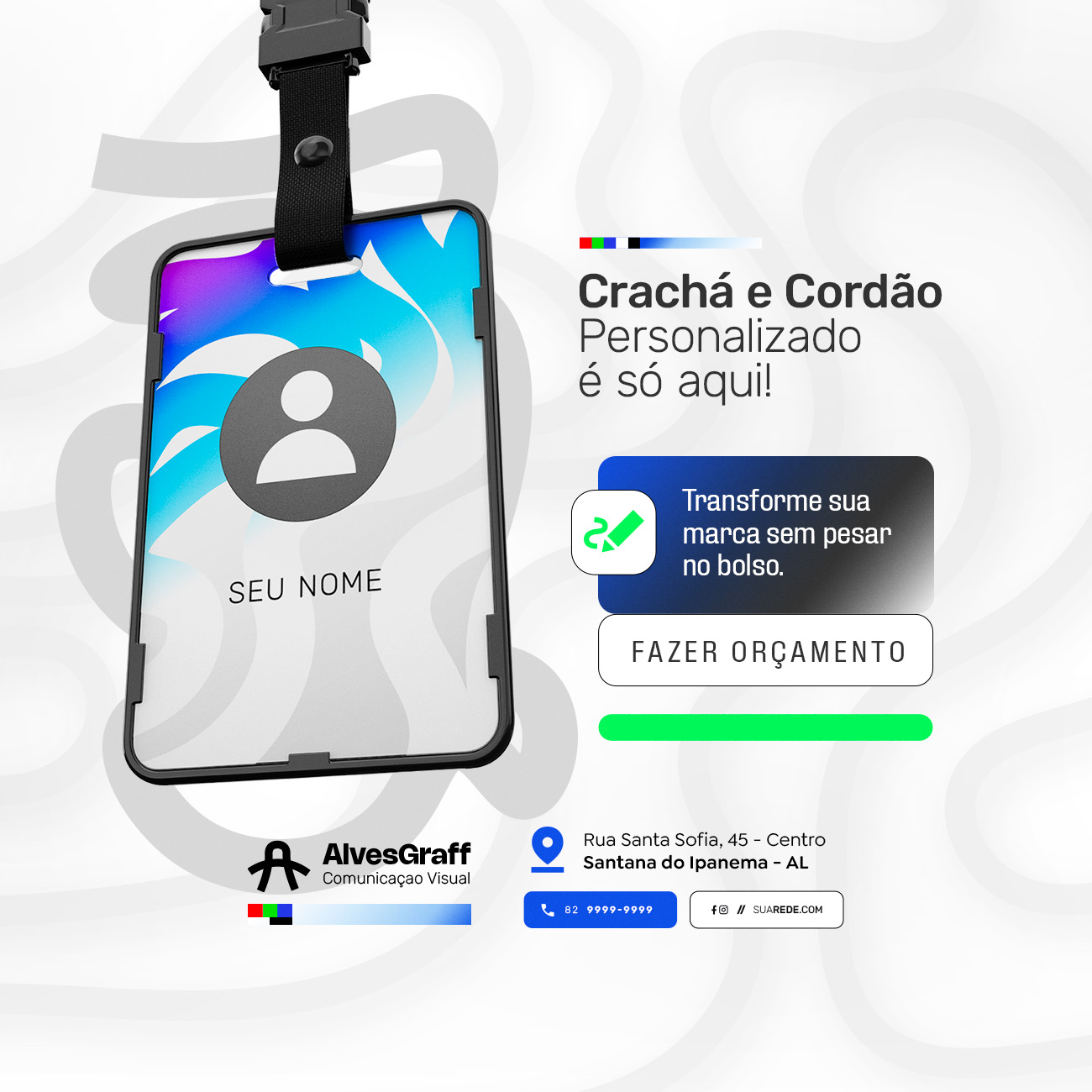 Crachá e cordão personalizado