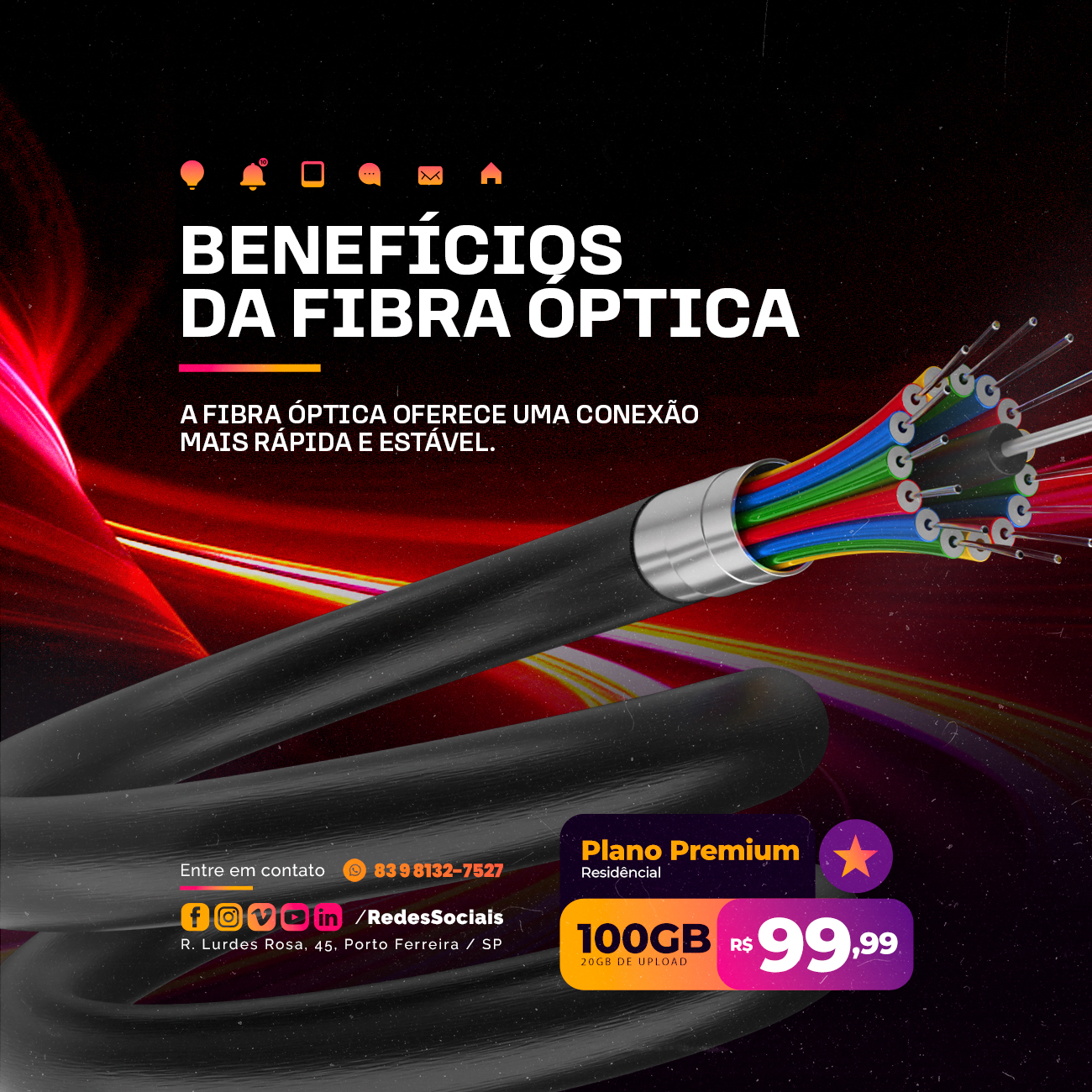 Benefícios da fibra óptica