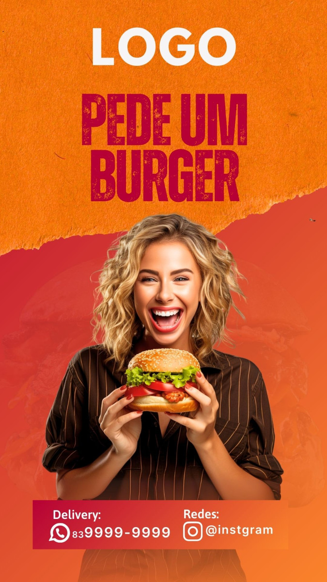 Post Story hamburgueria pede um hambúrguer