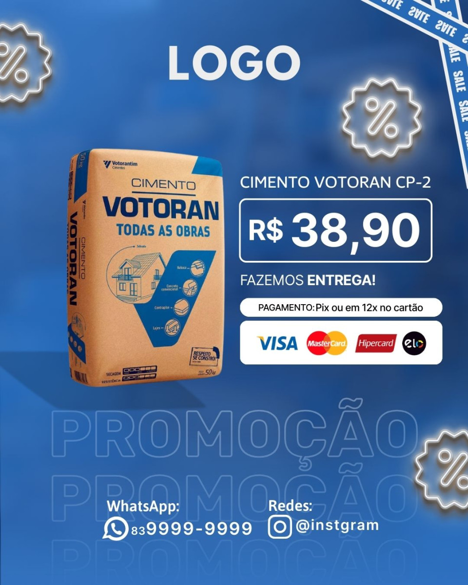 Post feed loja de construção cimento