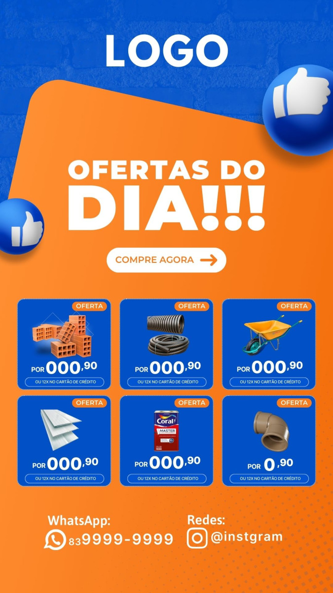 Post story material de construção ofertas do dia
